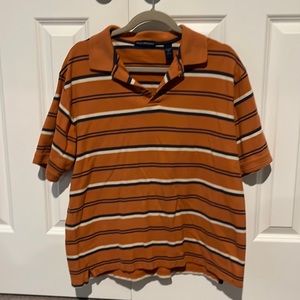 Orange Navy and Cream Striped Polo